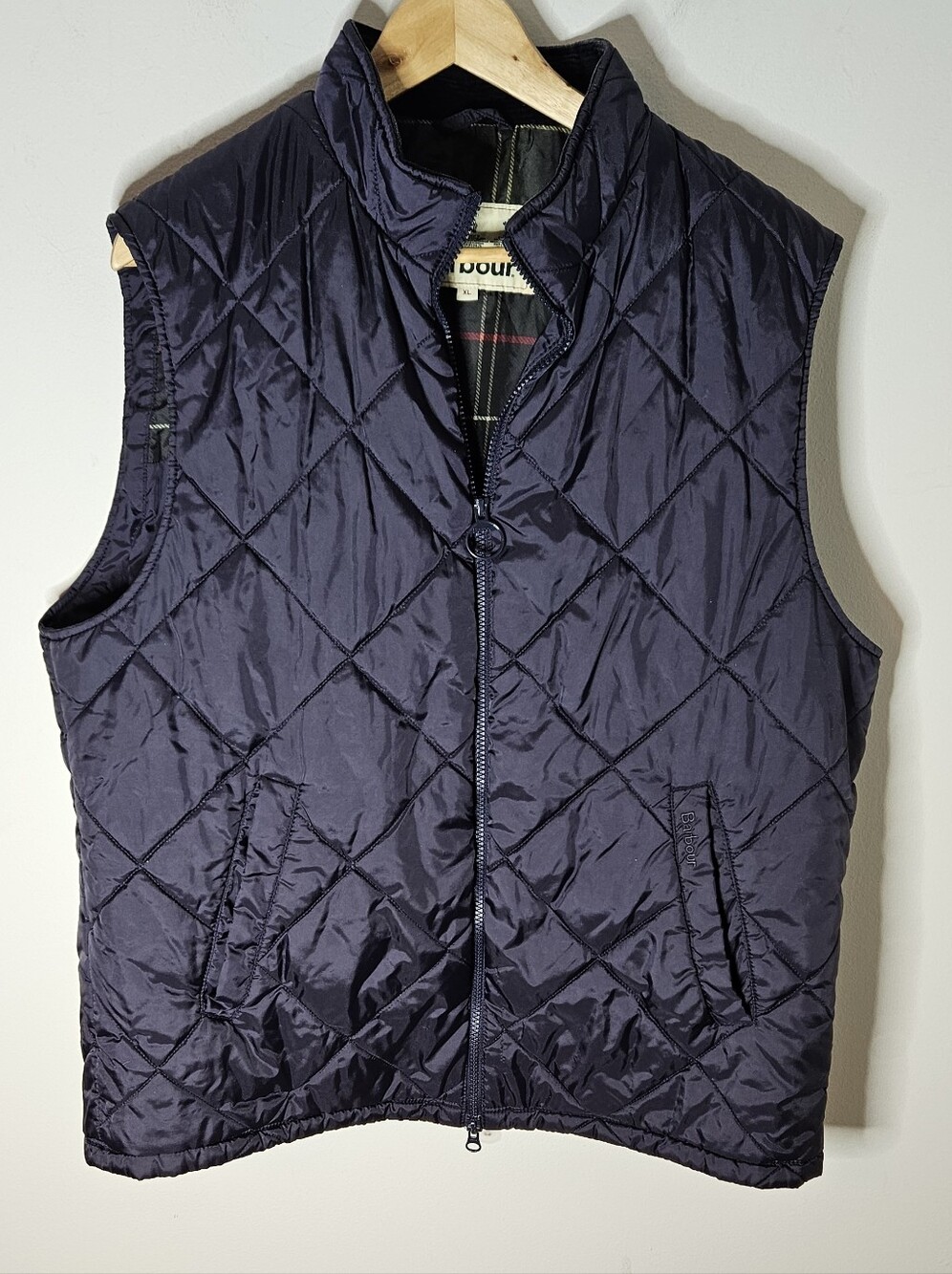 Barbour Men's Finn Gilet Navy Blue Diamond Quilted Vest XL